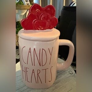 Rae Dunn Pink Mug with Red Heart Lid